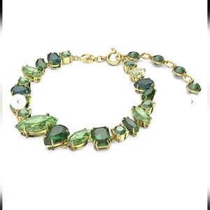 Gema braceletMixed cuts, Green, Gold-tone plated